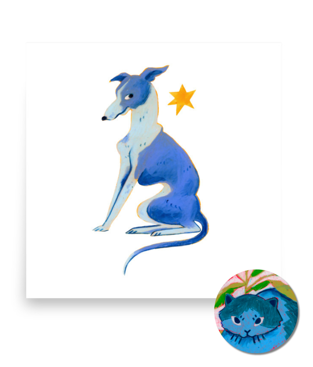 “Italian Greyhound” dog poster by Phoebe Dee | Charity poster for animal lovers