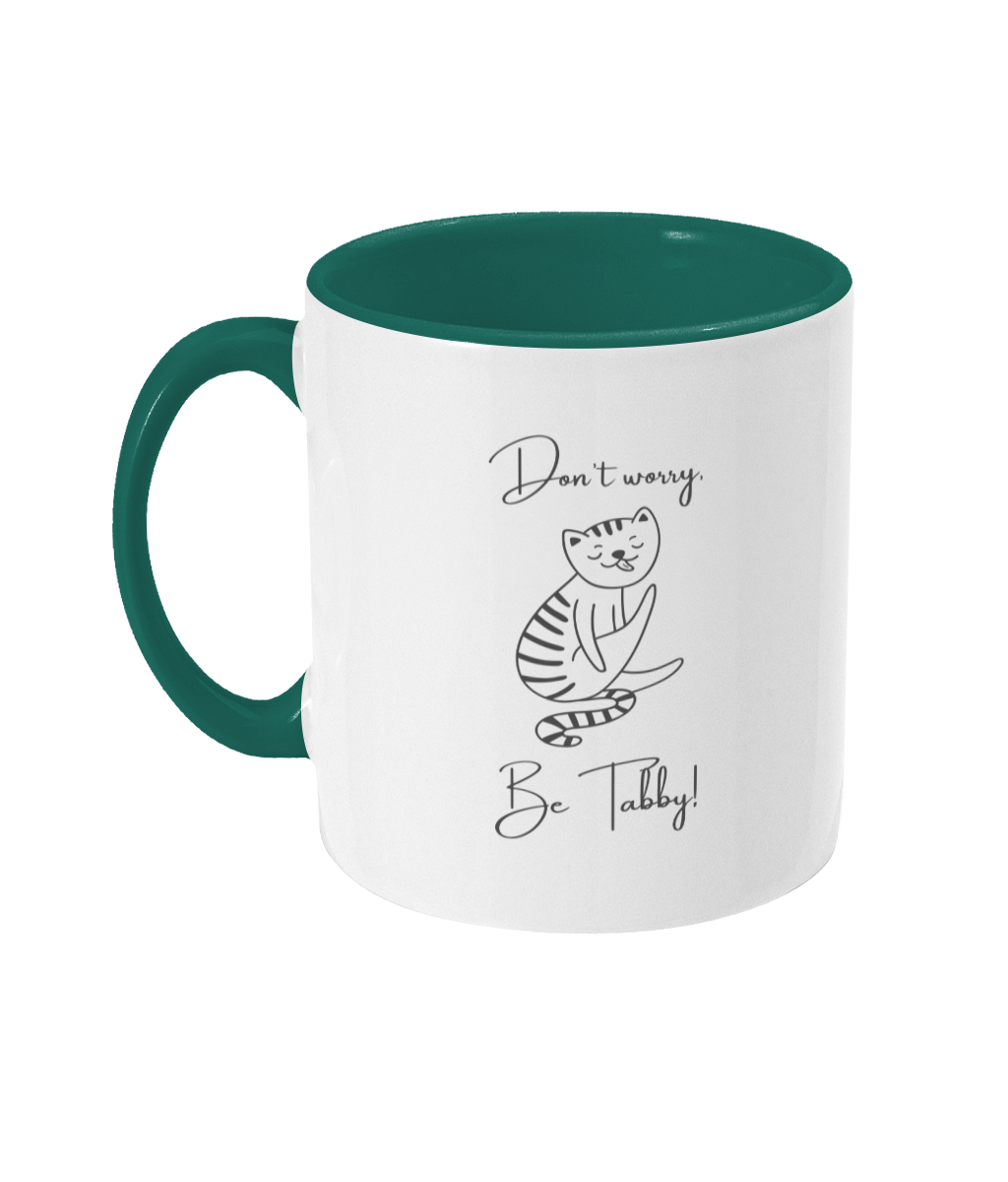 Don’t Worry, Be Tabby Two-Toned Mug – 11oz Ceramic