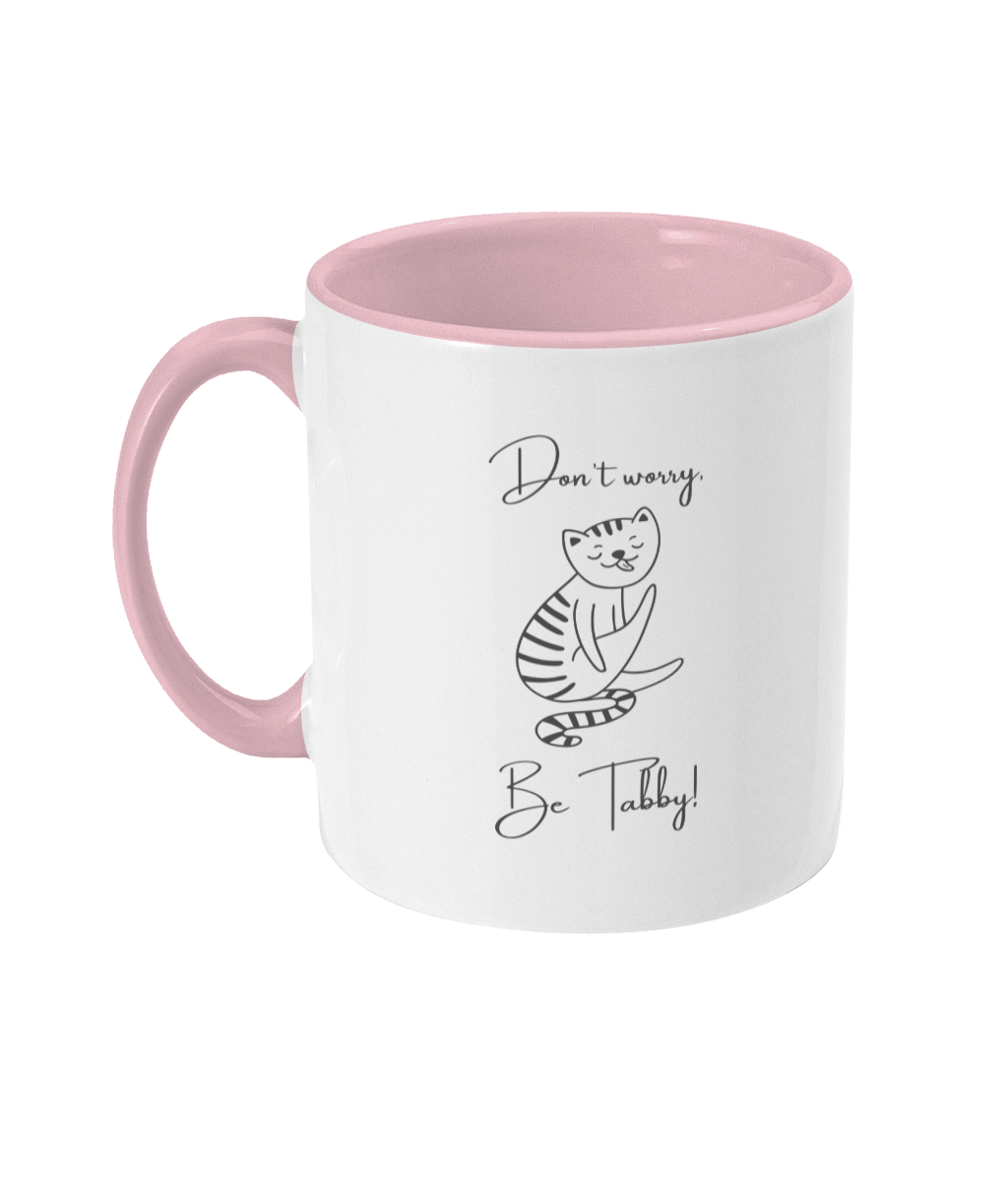 Don’t Worry, Be Tabby Two-Toned Mug – 11oz Ceramic