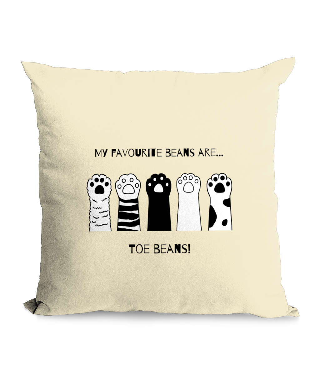 'Cat Toe Beans' Natural Throw Cushion