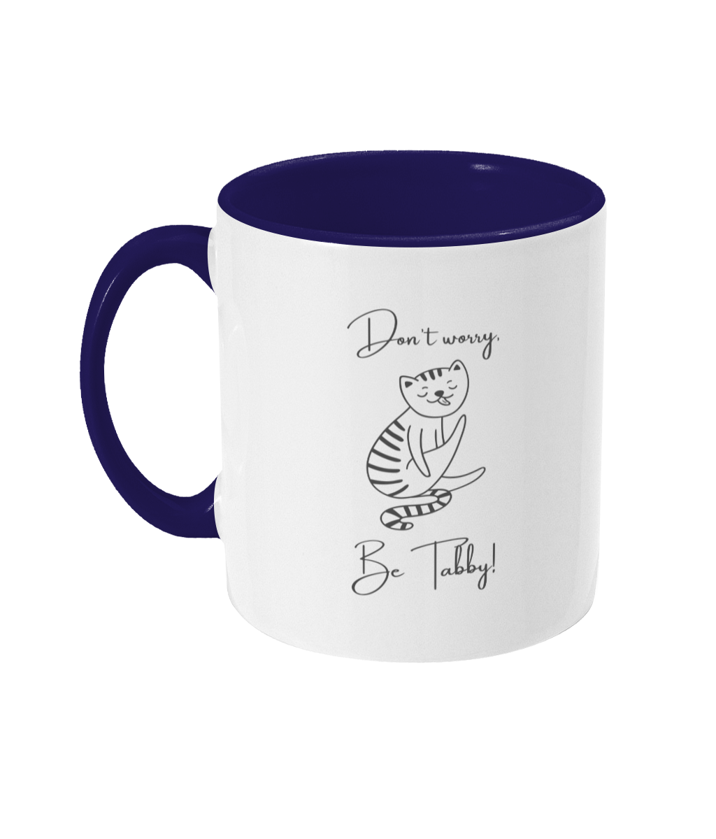 Don’t Worry, Be Tabby Two-Toned Mug – 11oz Ceramic