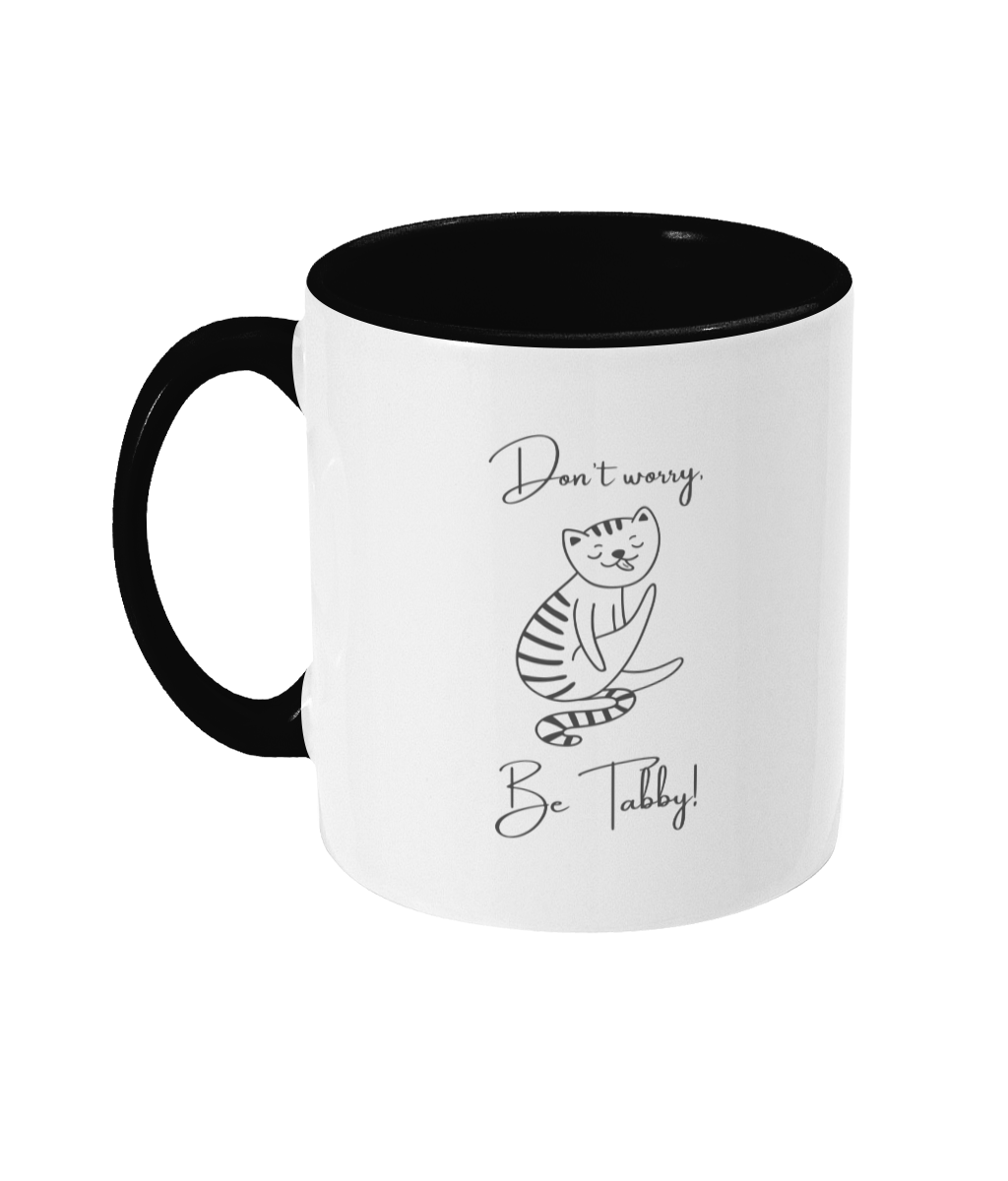 Don’t Worry, Be Tabby Two-Toned Mug – 11oz Ceramic