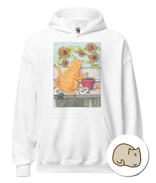 “Sunflower Daydreams” cat hoodie by Lavender Cats | Charity hoodie for animal lovers