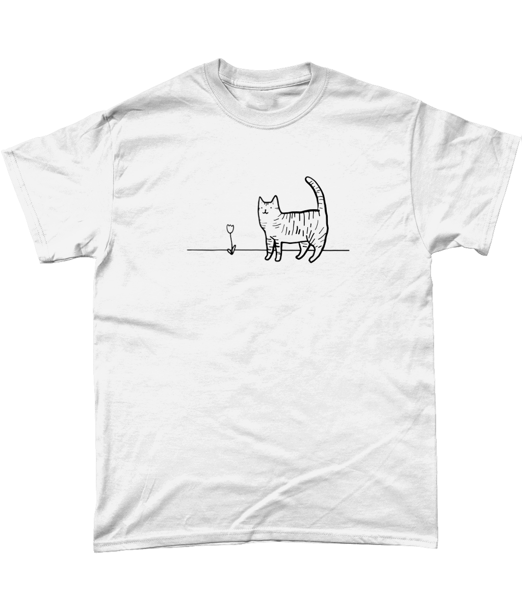 "A Cat's Simple Pleasure" T-Shirt by Lavender Cats | Eco-friendly and 100% Cotton