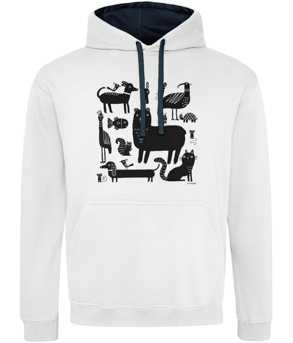 "Contrast Animals" Hoodie by Terry Runyan | Cosy & Eco-Friendly