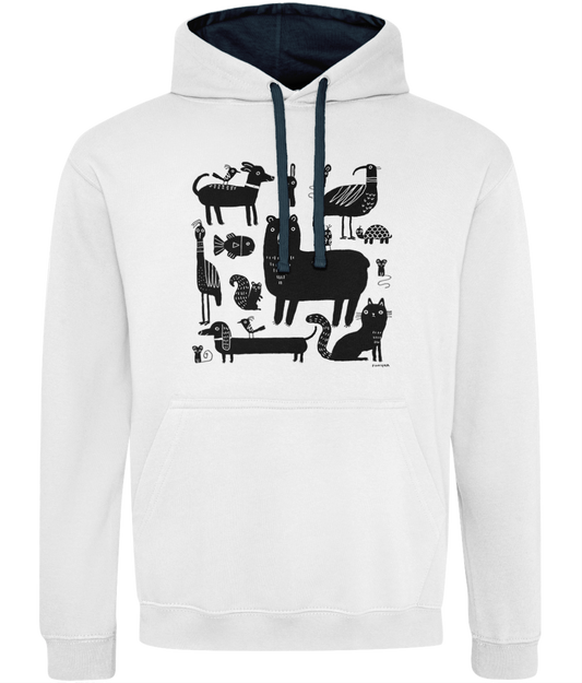 "Contrast Animals" Hoodie by Terry Runyan | Cosy & Eco-Friendly