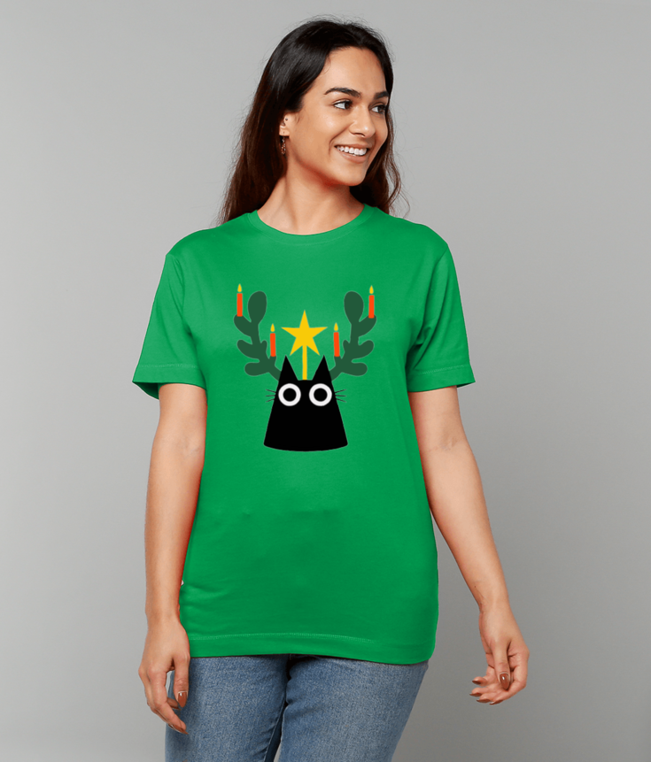 "Yule Cat" T-shirt by Merle Goll | Christmas Edition | 100% Cotton & Eco-Friendly