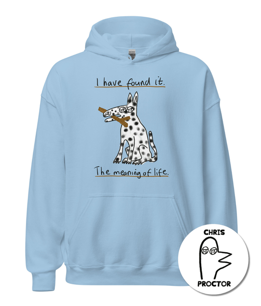 “The Meaning Of Life” hoodie by Chris Proctor | Charity hoodie for animal lovers