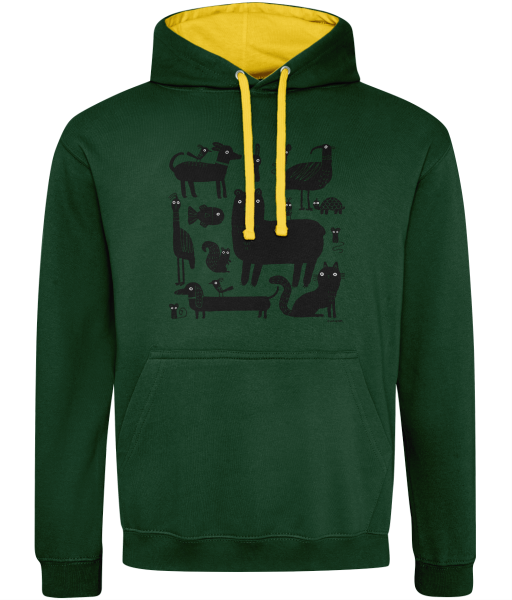 "Contrast Animals" Hoodie by Terry Runyan | Cosy & Eco-Friendly