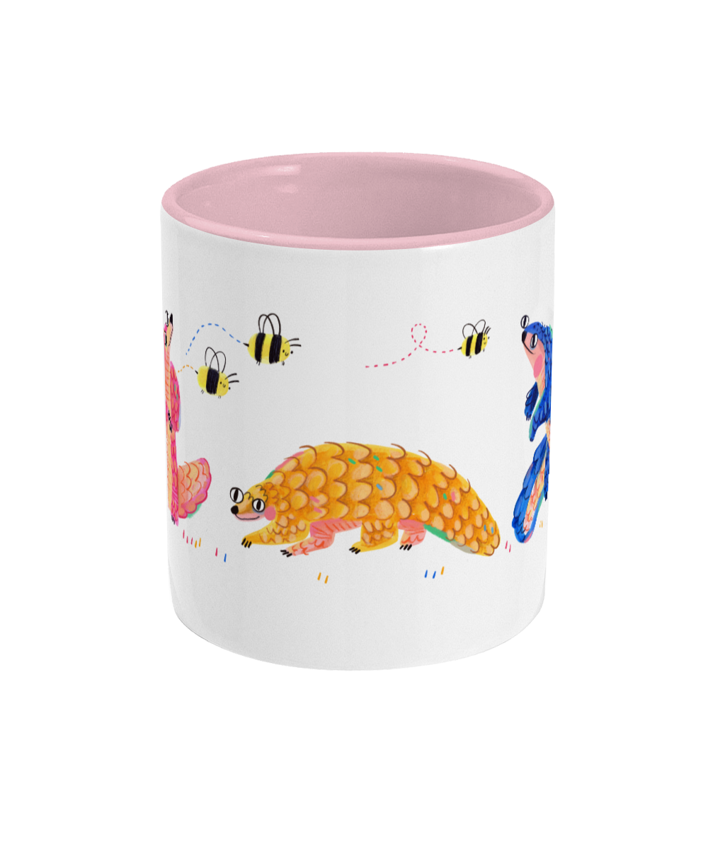 “Pangolin Pals” by monkeymintaka - Design without slogan - Two-Toned Mug | Support Pangolin Conservation