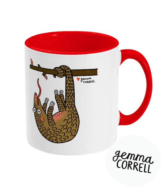 “Hang pangol-in there!” by Gemma Correll - charity design - Two-Toned Mug | Support Pangolin Conservation