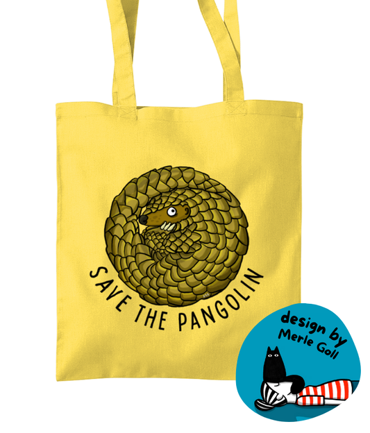 “Help! - Pangolin” by Merle Goll - Charity design - Cotton tote bag | Support Pangolin Conservation