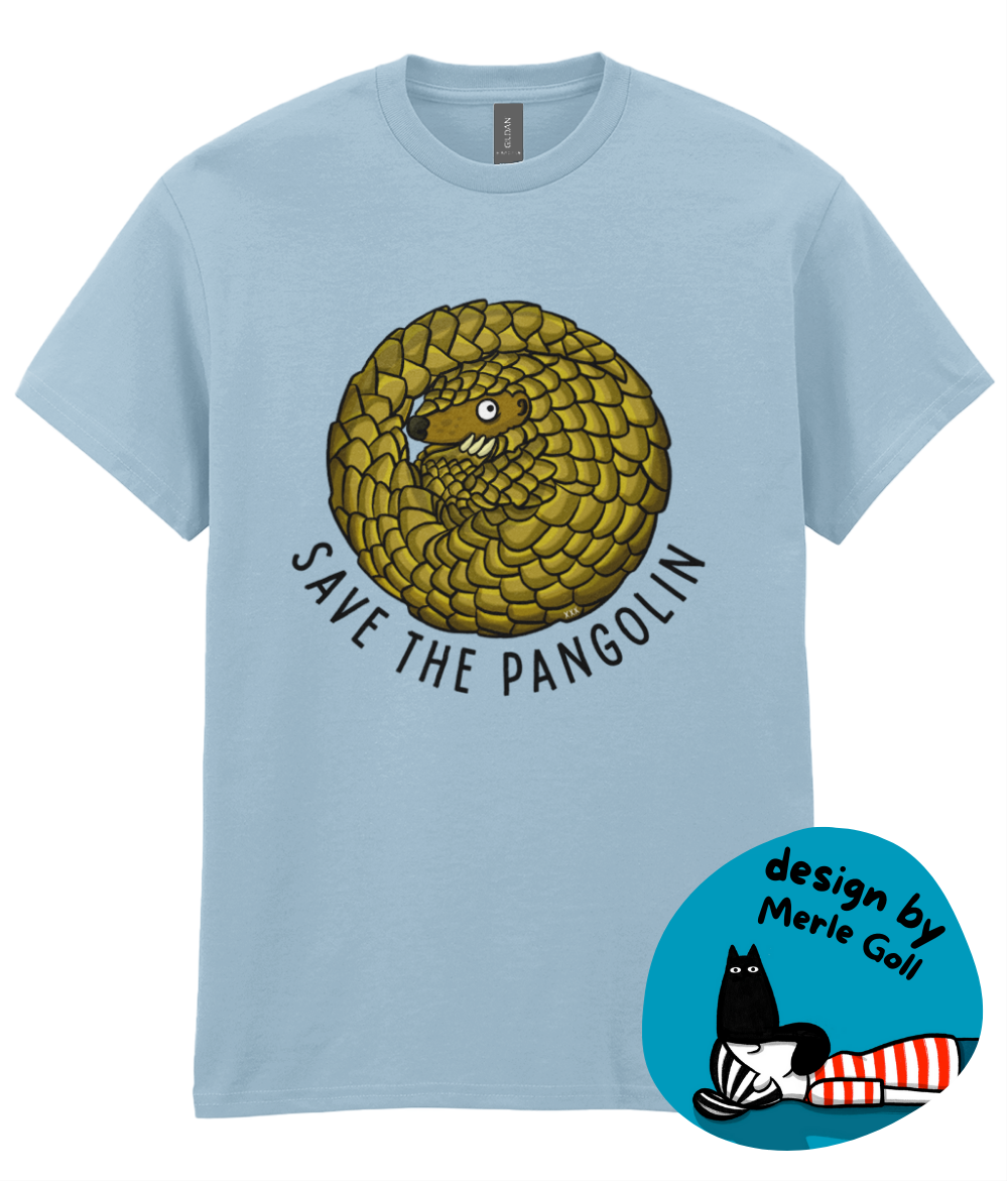 “Help! - Pangolin” by Merle Goll - charity t-shirt in 100% cotton | Support Pangolin Conservation