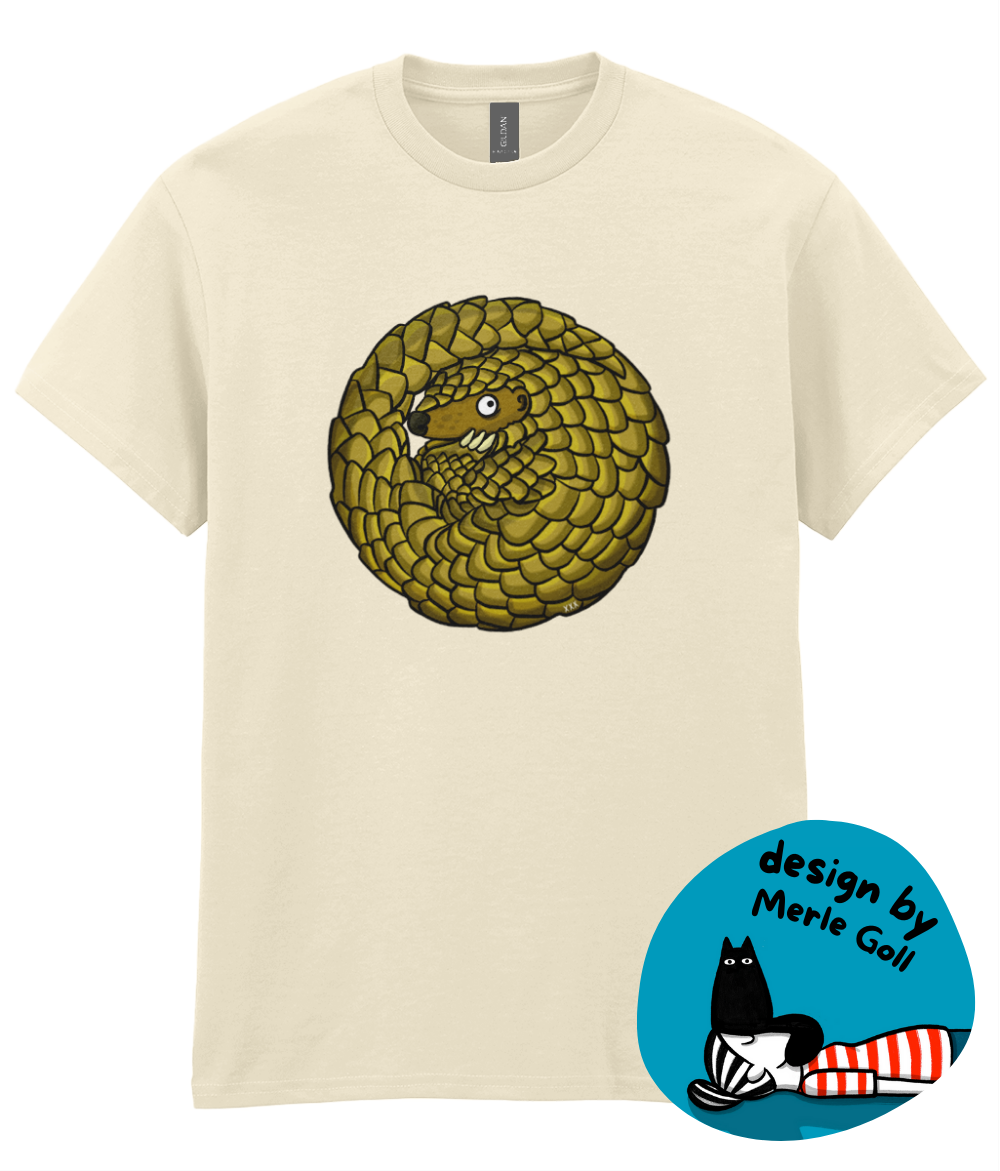 “Help! - Pangolin” by Merle Goll - without slogan - T-shirt in 100% cotton | Support Pangolin Conservation