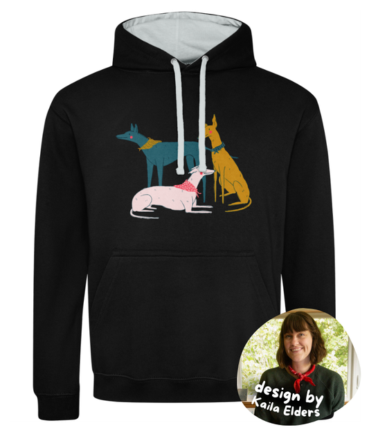 "Greyhound Girl Gang" Hoodie by Kaila Elders | Cozy Dog Lover’s Hoodie