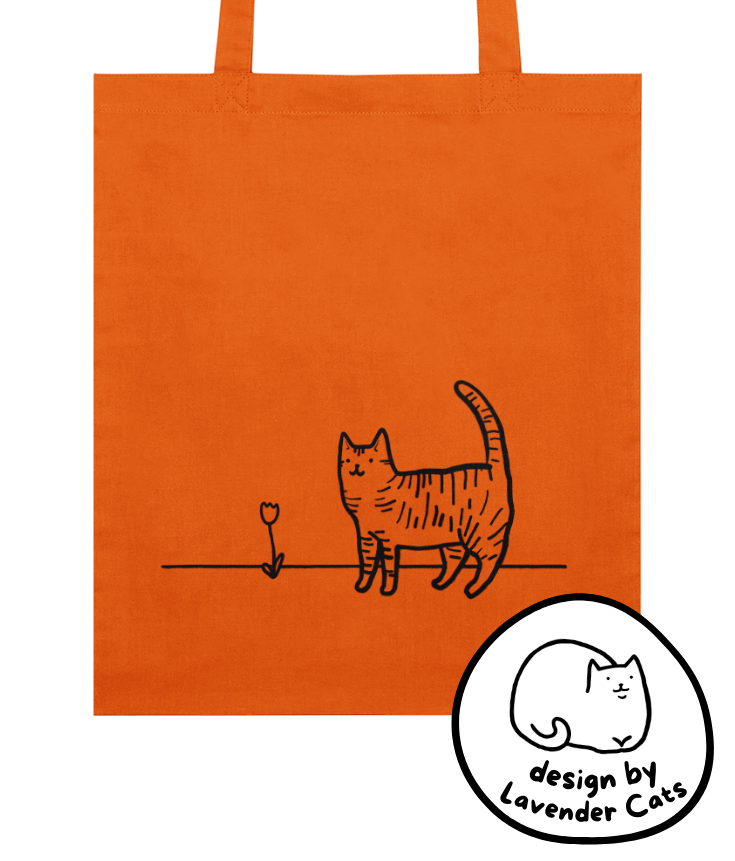 "A Cat's Simple Pleasure" Tote Bag by Lavender Cats | 100% Organic Cotton Bag