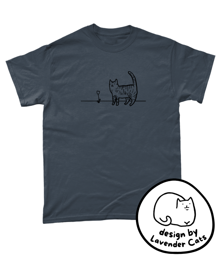 "A Cat's Simple Pleasure" T-Shirt by Lavender Cats | Eco-friendly and 100% Cotton