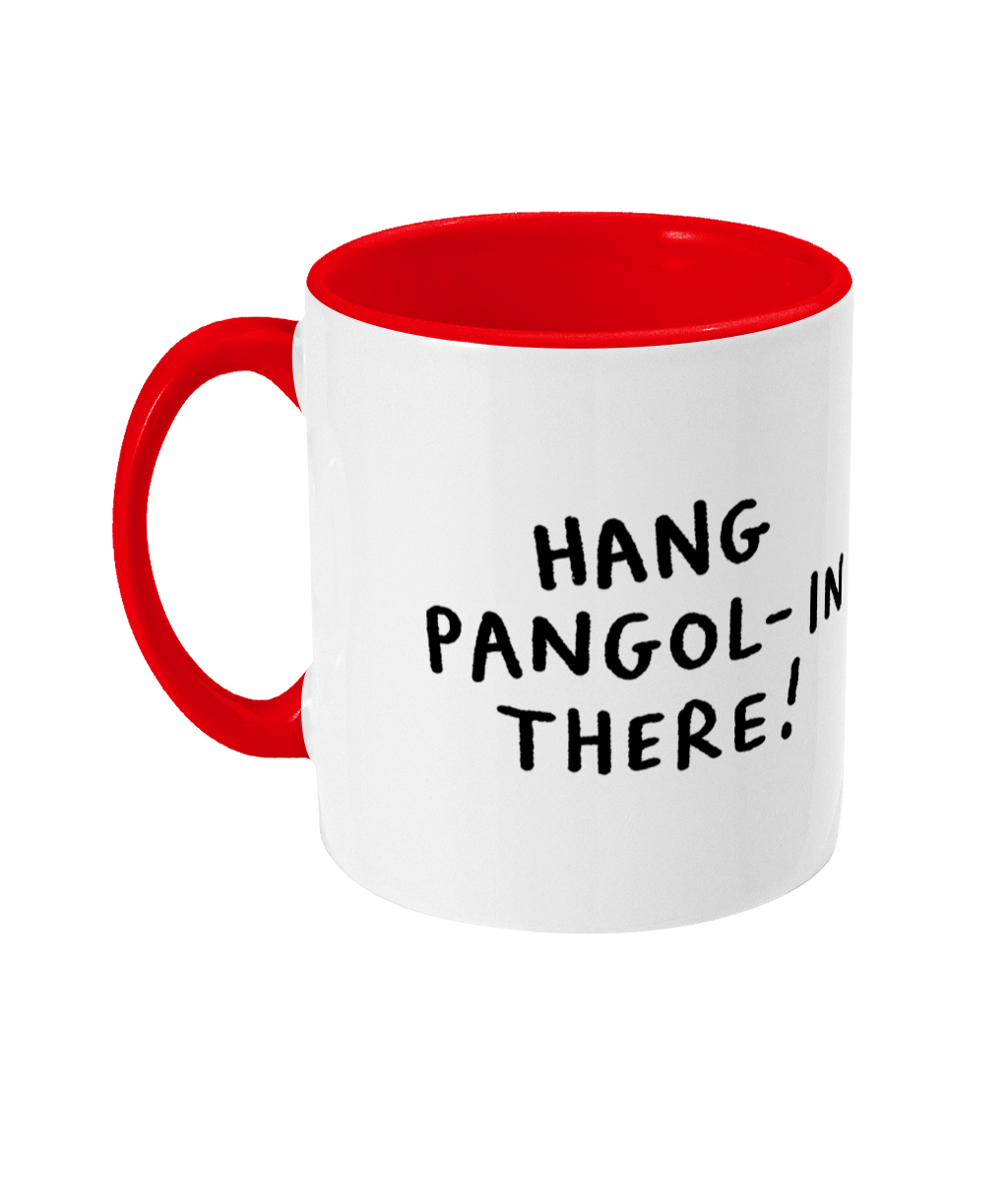 “Hang pangol-in there!” by Gemma Correll - charity design - Two-Toned Mug | Support Pangolin Conservation