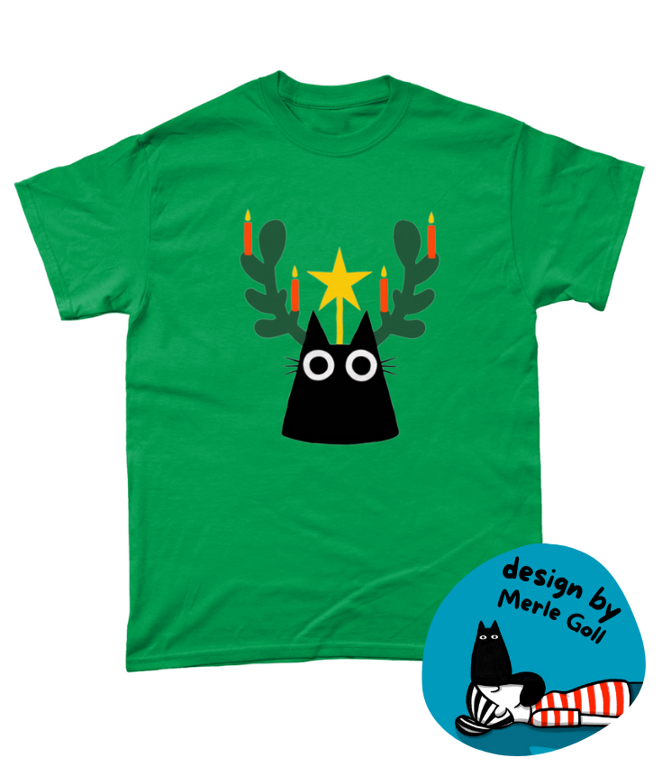 "Yule Cat" T-shirt by Merle Goll | Christmas Edition | 100% Cotton & Eco-Friendly