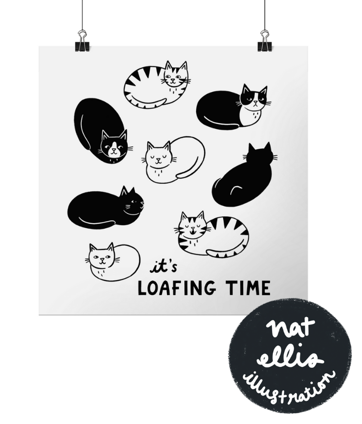 "It’s Loafing Time" print by Nat Ellis |  8” Square Lustre Art Print