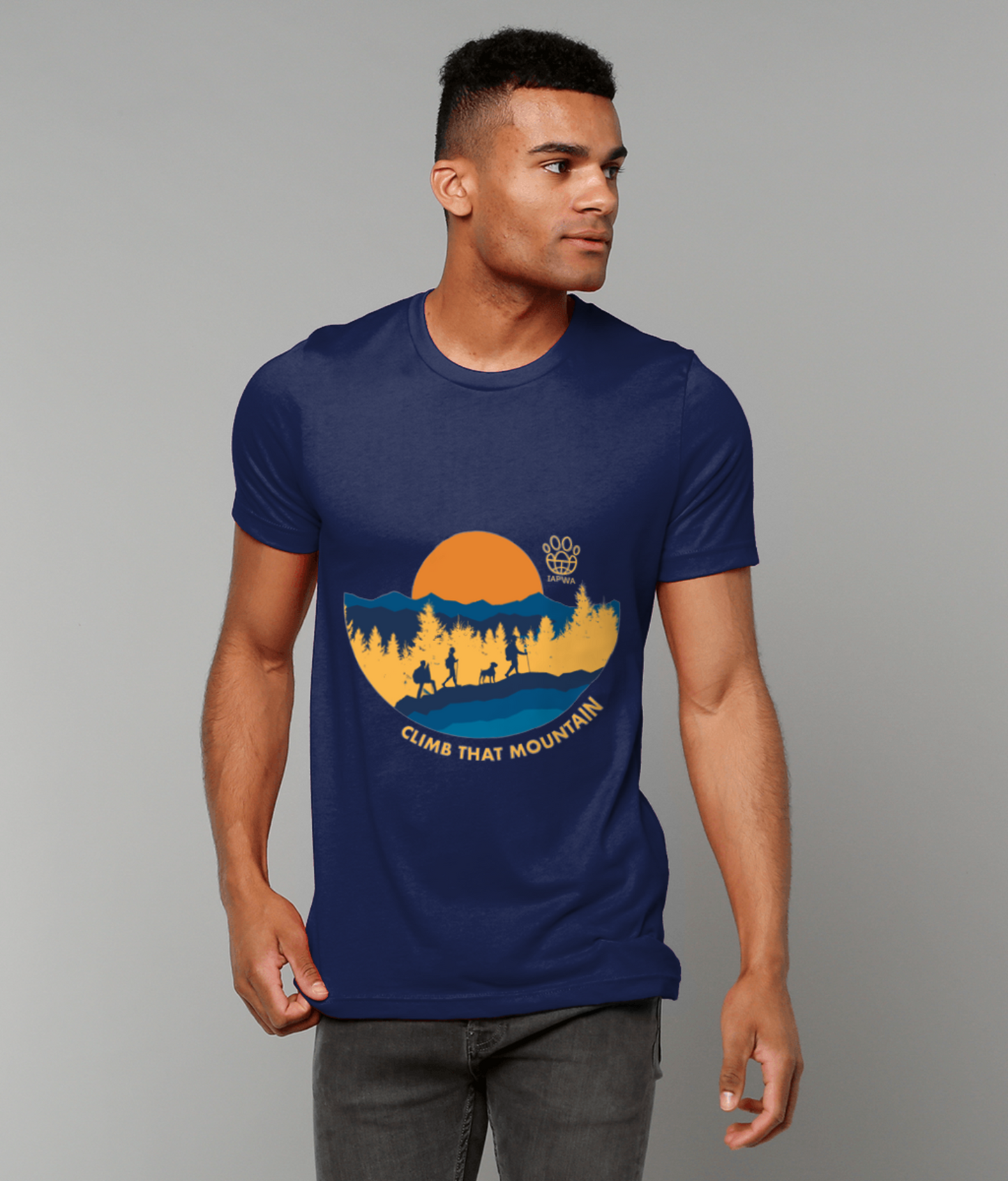 Climb That Mountain Unisex Navy T-Shirt | Nature's Calling & Adventure | Eco-Friendly