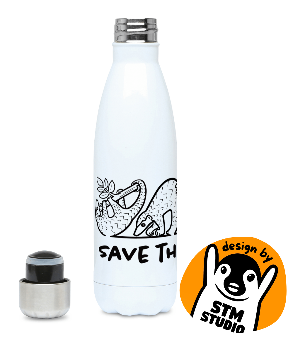 “Save the Pangolins” by STM STUDIO - Charity design - Stainless steel water bottle | Support Pangolin Conservation