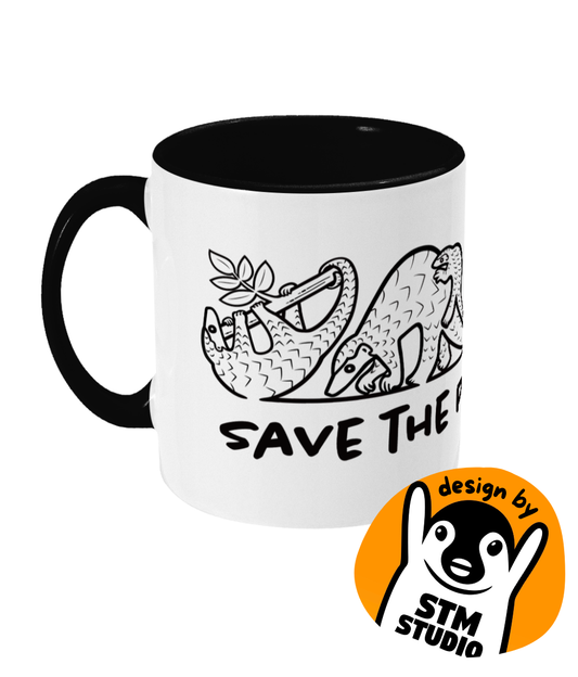 “Save the Pangolins” by STM STUDIO - charity design - Two-Toned Mug | Support Pangolin Conservation