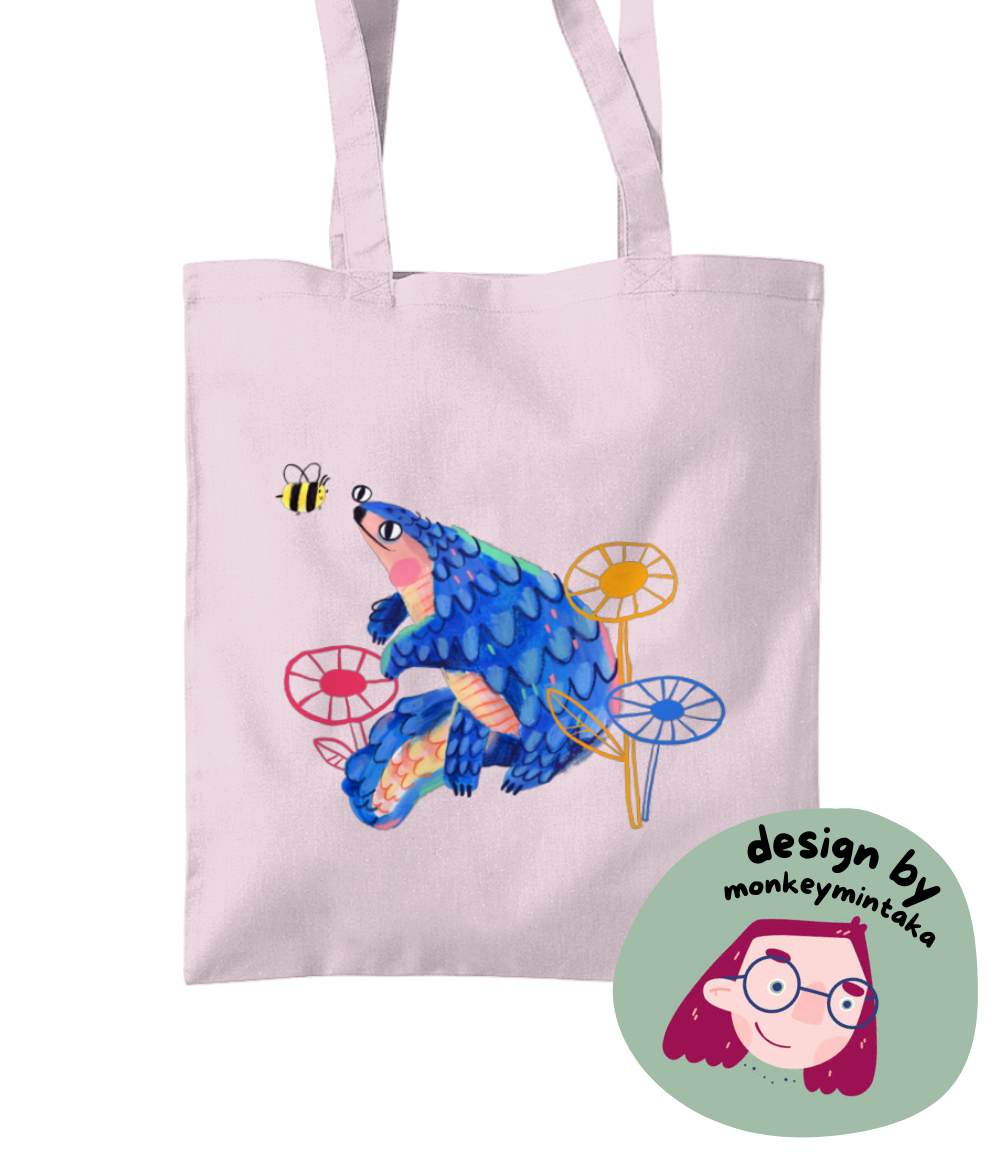 “Pangolin Pals” by monkeymintaka charity design - Cotton tote bag | Support Pangolin Conservation