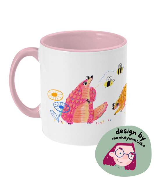 “Pangolin Pals” by monkeymintaka - Design without slogan - Two-Toned Mug | Support Pangolin Conservation