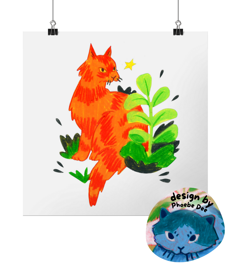 "Orange Cat" Print by Phoebe Dee | Square 8x8" print