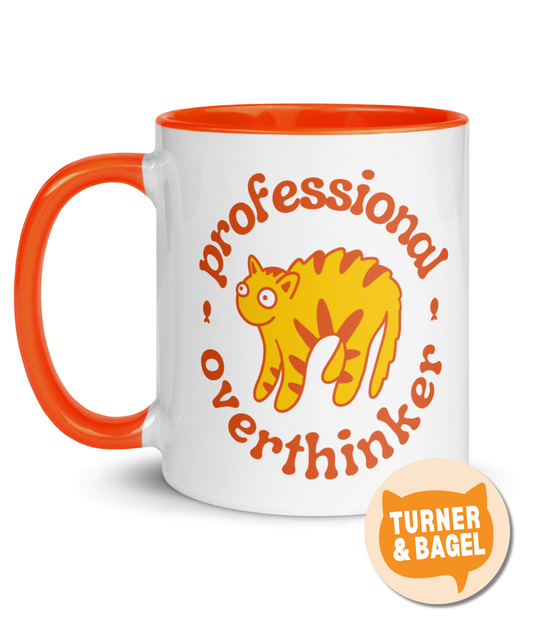 “Professional overthinker” cat mug by Turner & Bagel | Charity mug for animal lovers