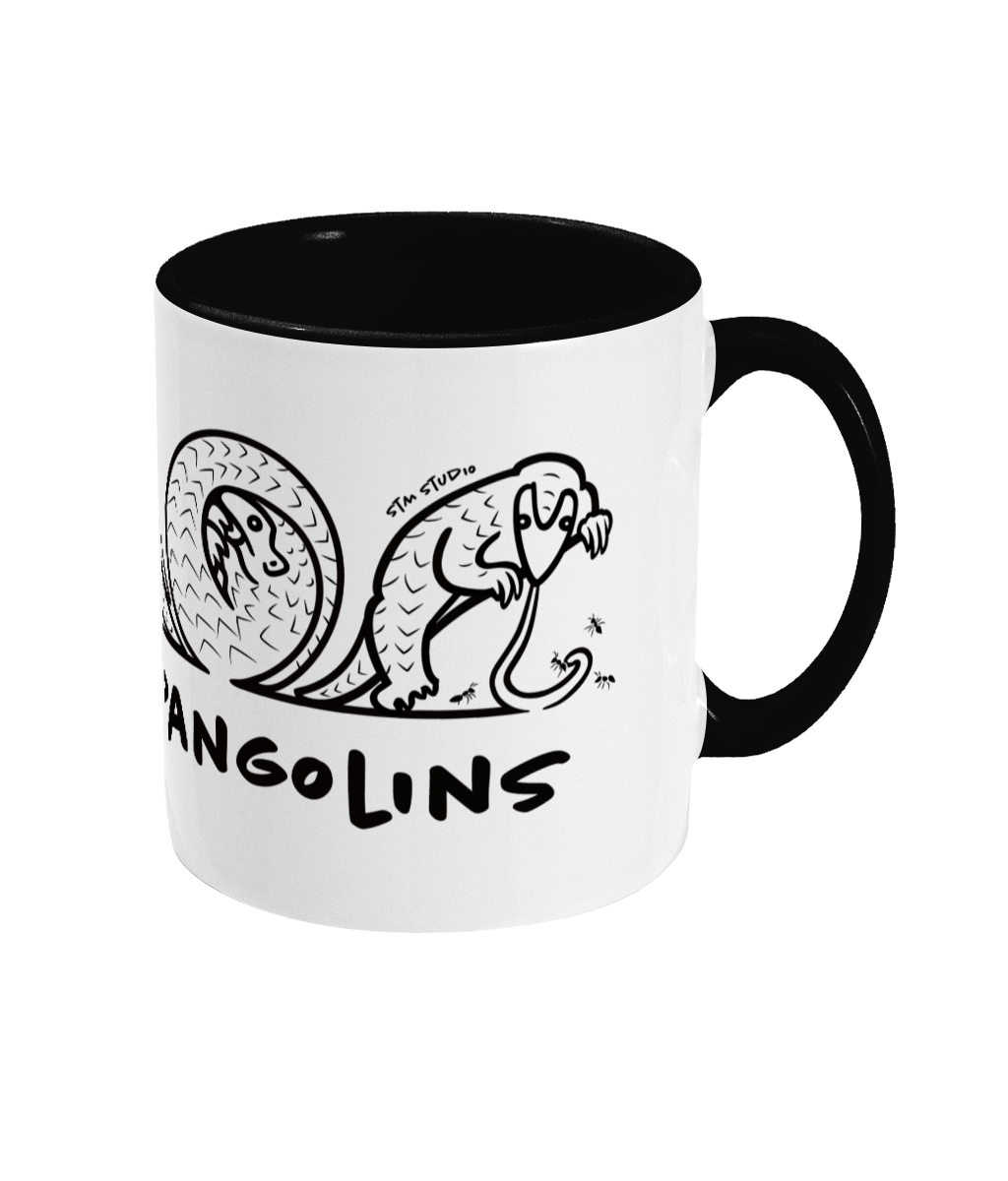 “Save the Pangolins” by STM STUDIO - charity design - Two-Toned Mug | Support Pangolin Conservation