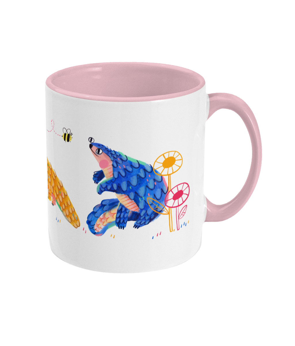 “Pangolin Pals” by monkeymintaka - Design without slogan - Two-Toned Mug | Support Pangolin Conservation