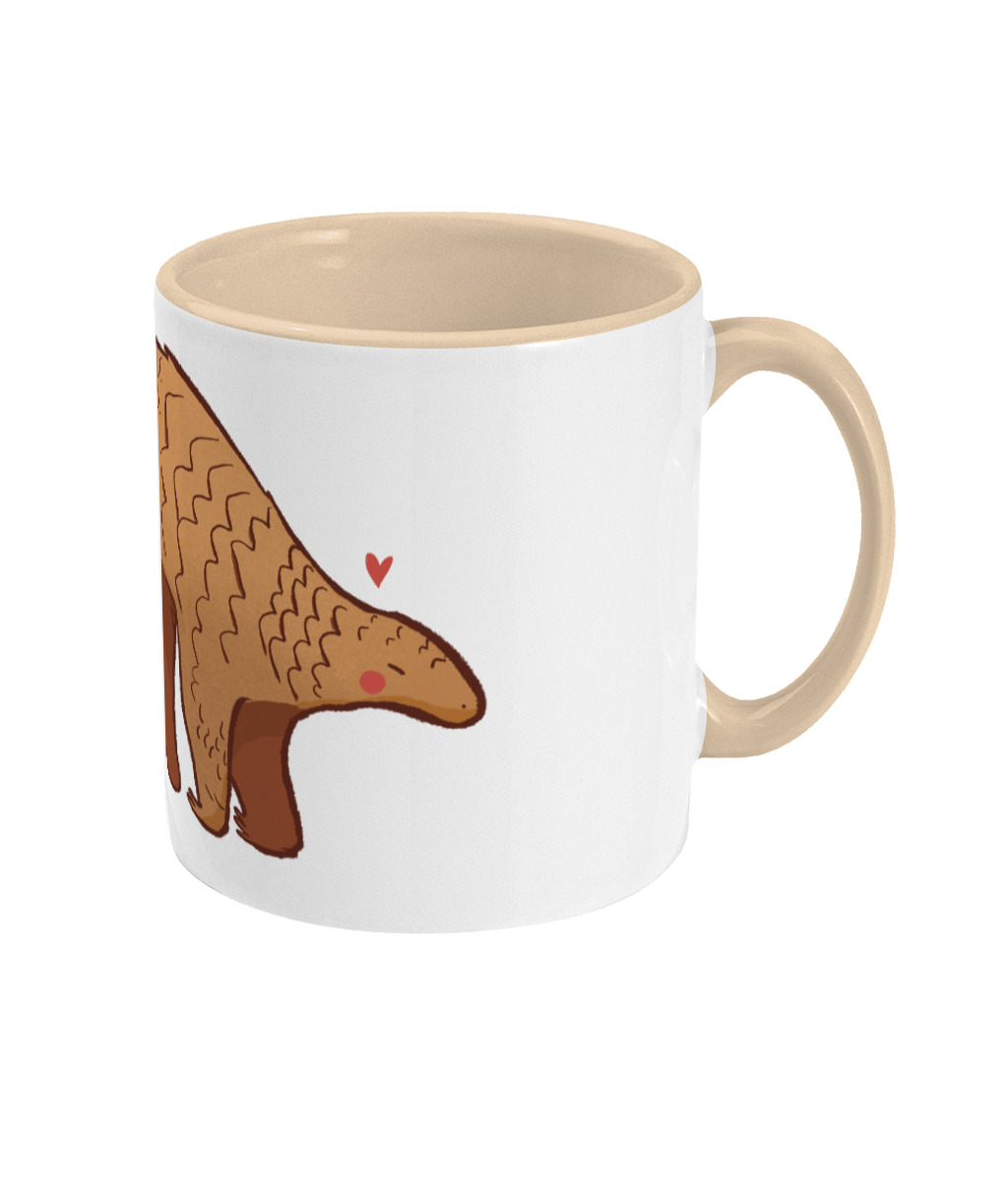 “Loving pangolin” by Shooley Art - charity design - Two-Toned Mug | Support Pangolin Conservation