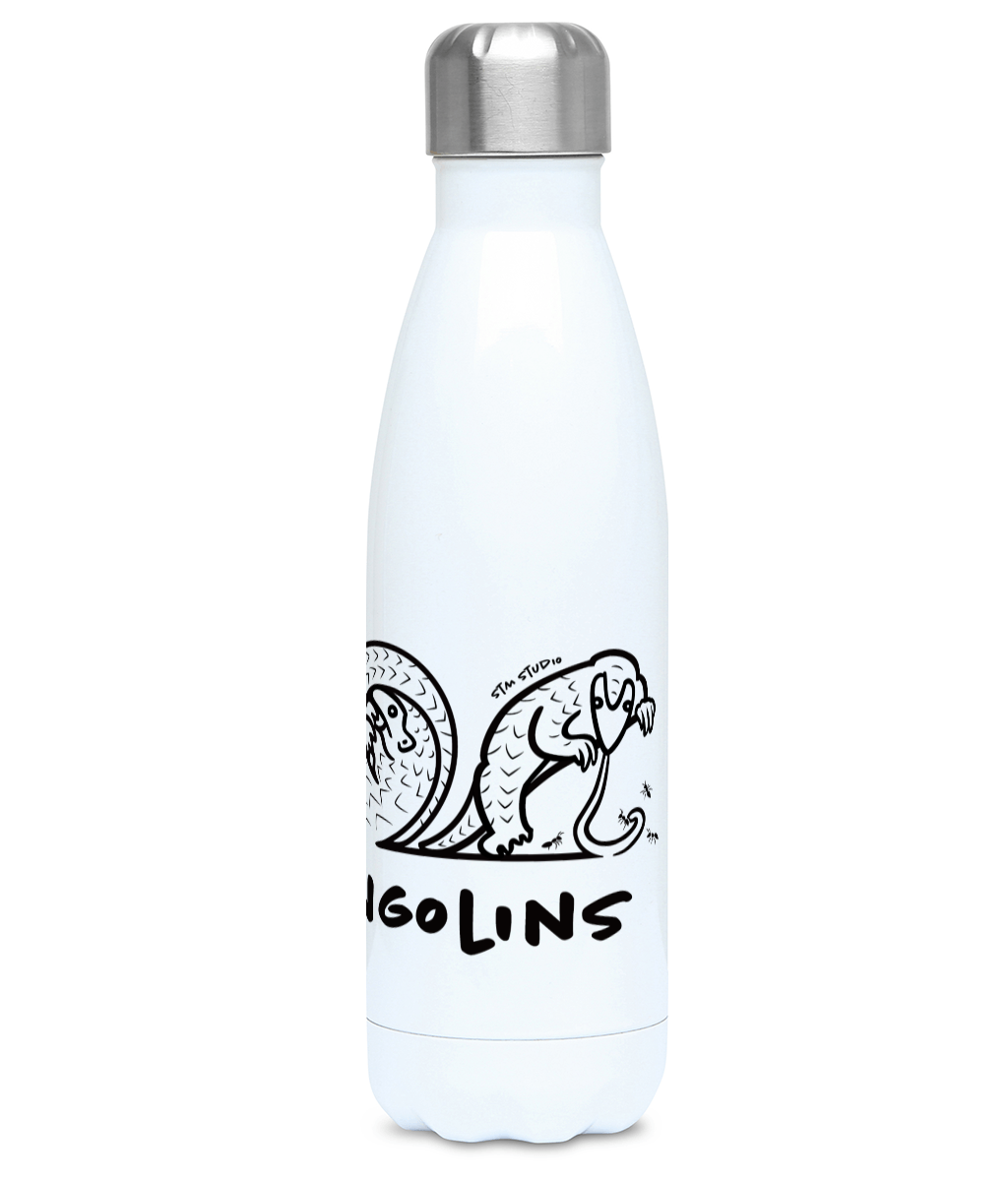 “Save the Pangolins” by STM STUDIO - Charity design - Stainless steel water bottle | Support Pangolin Conservation