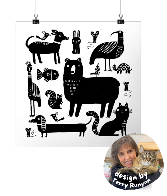 "Contrast Animals" Print by Terry Runyan | Square 8x8"