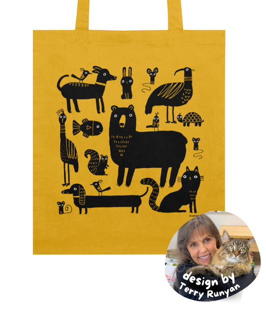 "Contrast Animals" Tote Bag by Terry Runyan | Organic Cotton & Eco-Friendly