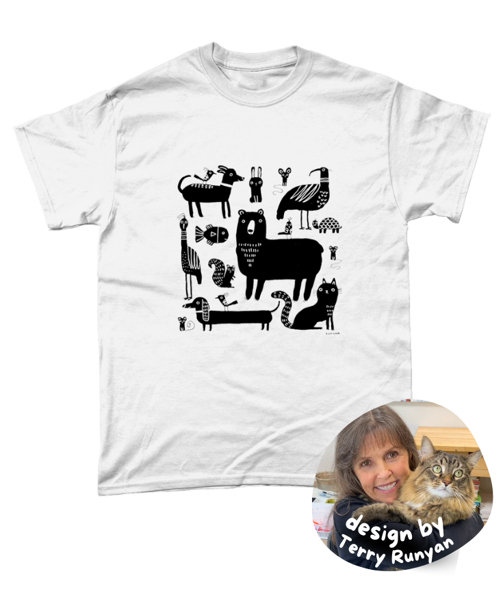 "Contrast Animals" T-shirt by Terry Runyan | 100% Cotton & Eco-Friendly