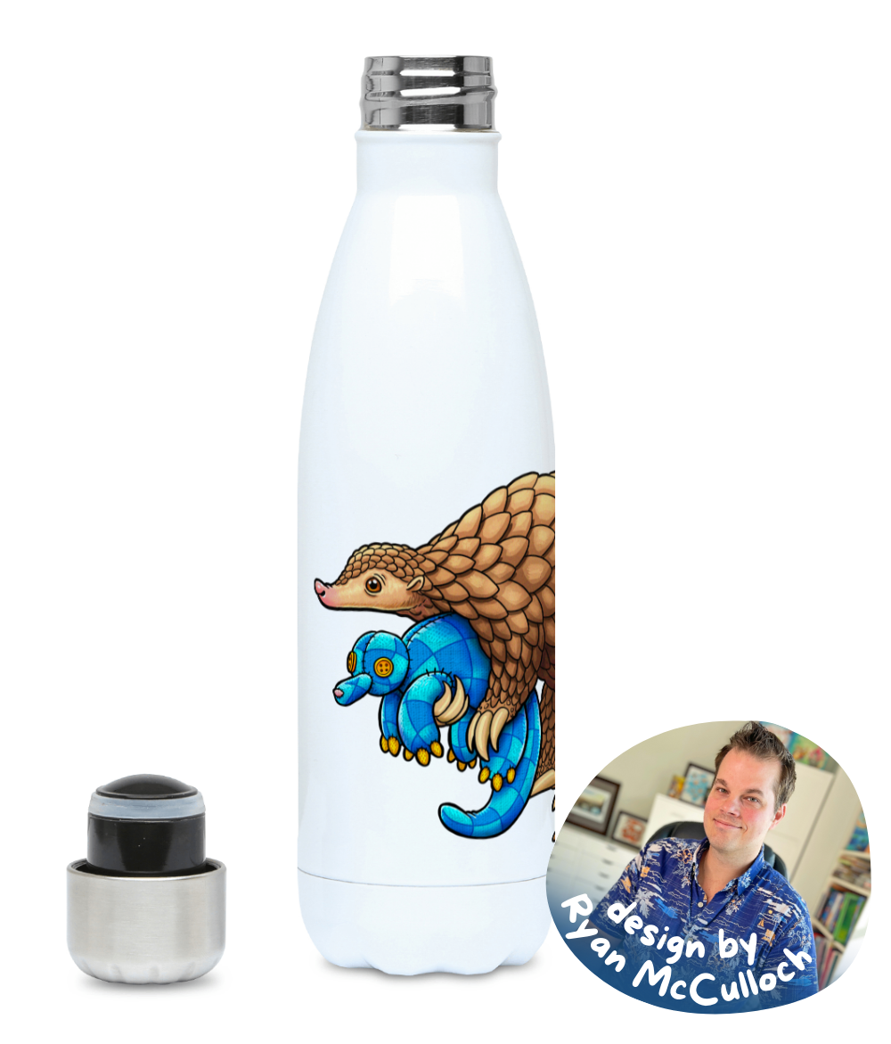 “Hold Onto Hope” by Ryan McCulloch - Charity design - 500ml Stainless steel water bottle | Support Pangolin Conservation