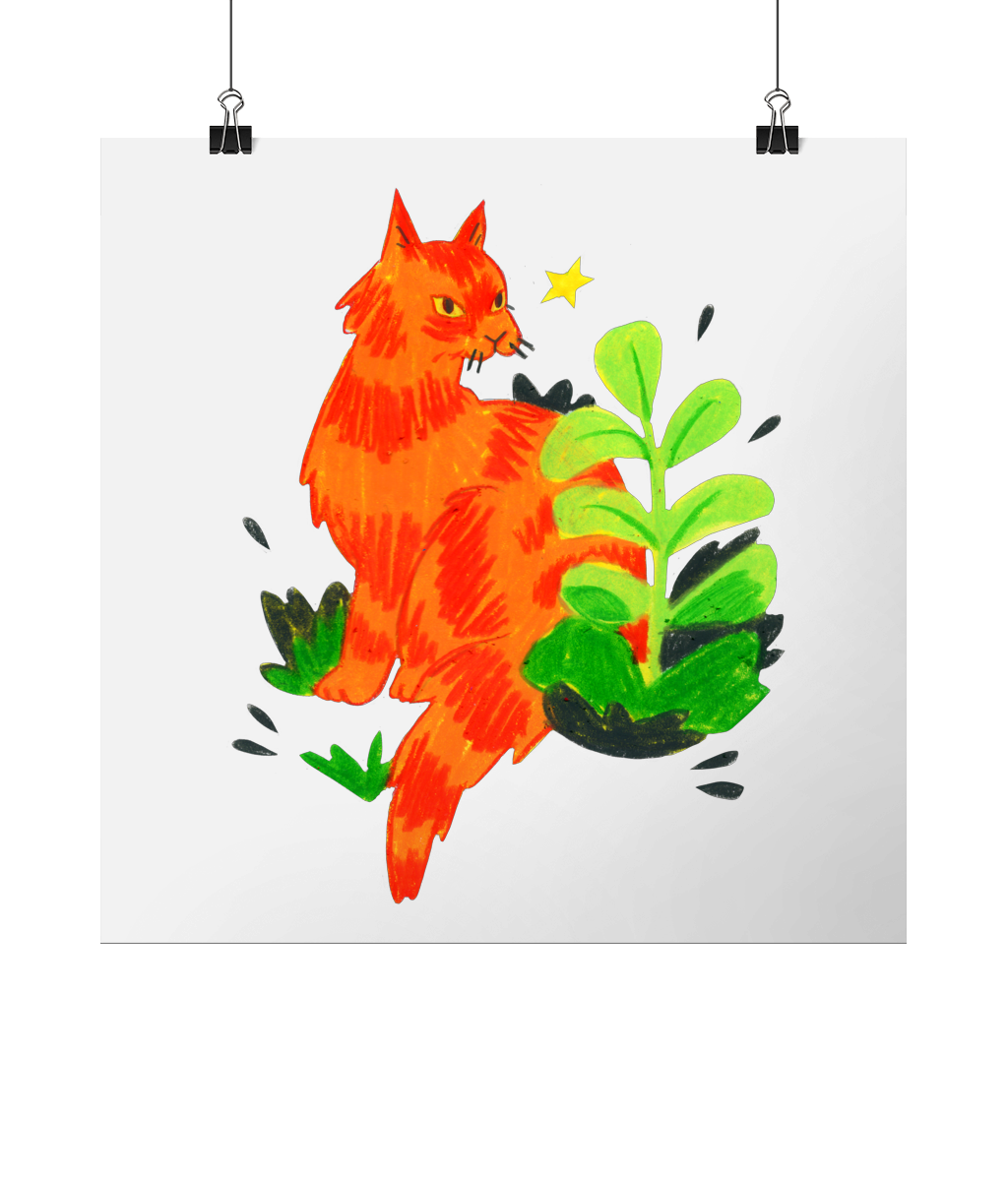 "Orange Cat" Print by Phoebe Dee | Square 8x8" print