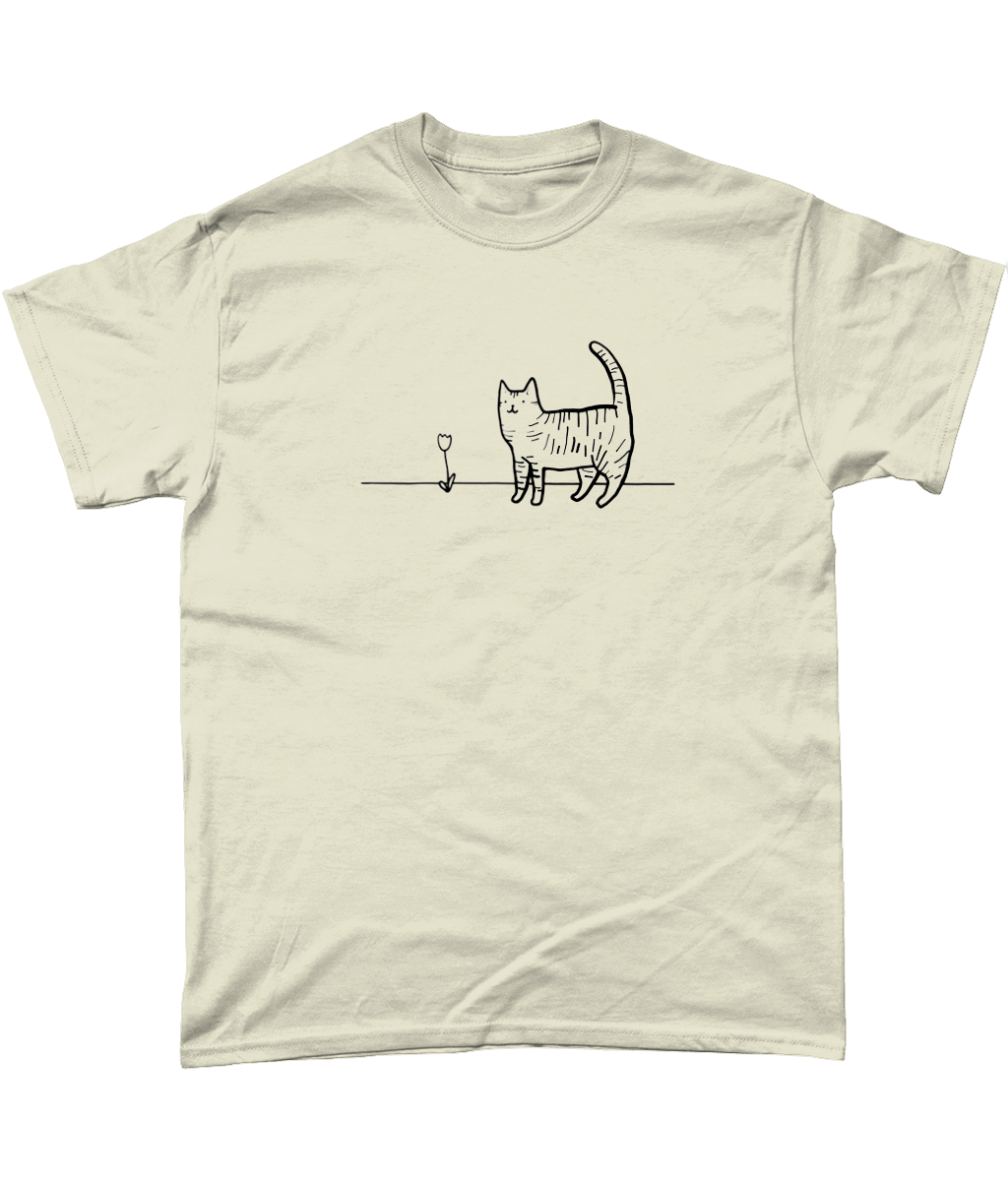 "A Cat's Simple Pleasure" T-Shirt by Lavender Cats | Eco-friendly and 100% Cotton