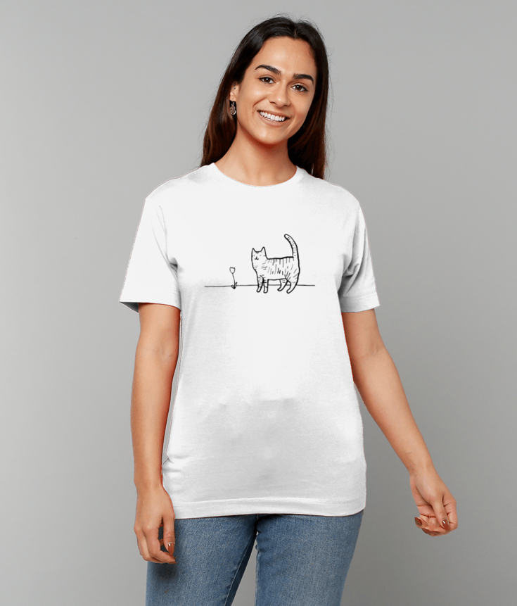 "A Cat's Simple Pleasure" T-Shirt by Lavender Cats | Eco-friendly and 100% Cotton