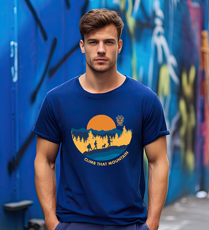 Climb That Mountain Unisex Navy T-Shirt | Nature's Calling & Adventure | Eco-Friendly