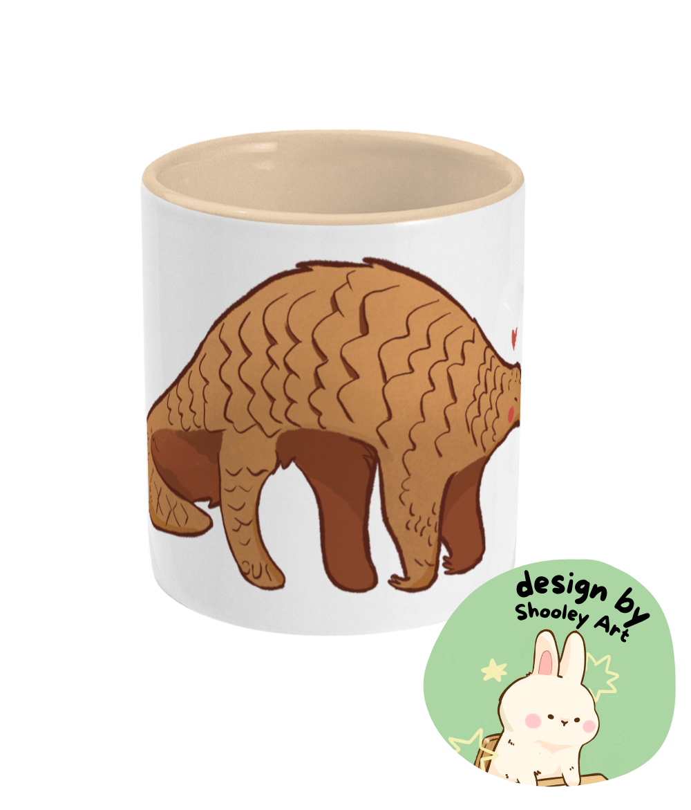 “Loving pangolin” by Shooley Art - charity design - Two-Toned Mug | Support Pangolin Conservation