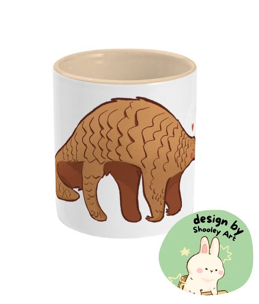 “Loving pangolin” by Shooley Art - charity design - Two-Toned Mug | Support Pangolin Conservation