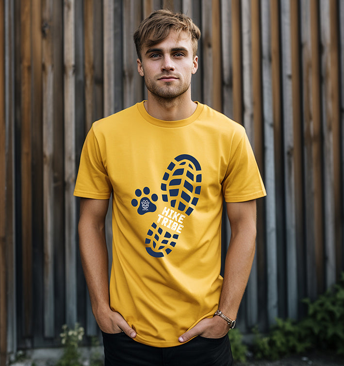 Hike Tribe Unisex Gold T-Shirt - Dog Lovers & Outdoor Adventures | Eco-Friendly