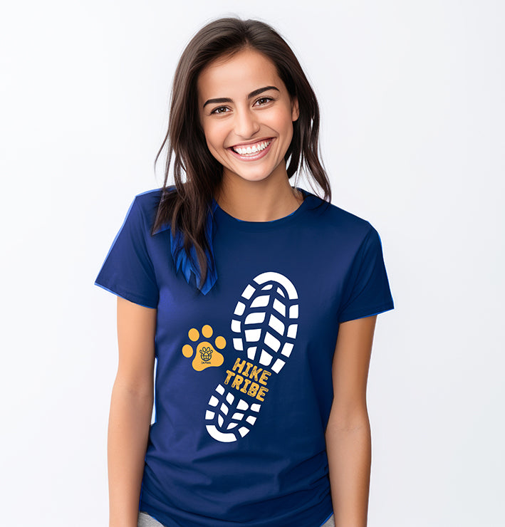 Hike Tribe Unisex Blue T-Shirt - Dog Lovers & Outdoor Adventures | Eco-Friendly