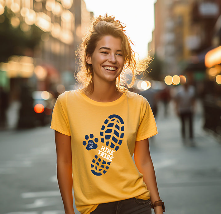 Hike Tribe Unisex Gold T-Shirt - Dog Lovers & Outdoor Adventures | Eco-Friendly