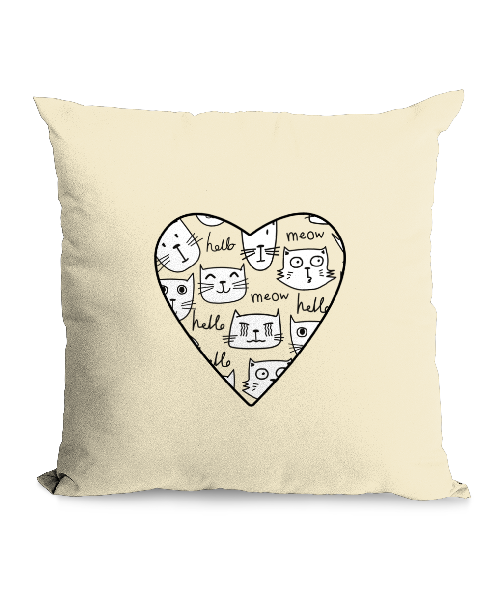 'I Heart Cats' Natural Throw Cushion