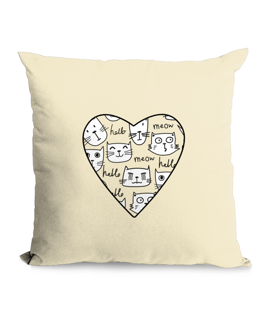 'I Heart Cats' Natural Throw Cushion